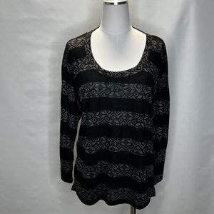 Wet Seal Y2K Black Long Sleeve Round Neck Top Size Large Whimsigoth Tribal